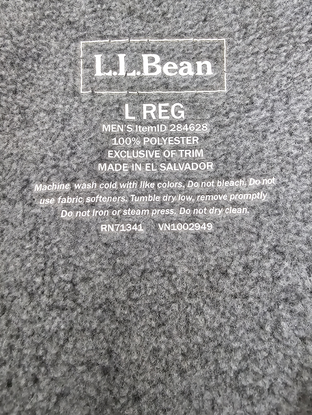 L.L.Bean Fleece Vest Men’s Large Gray Full Zip Outdoor Hiking Core Warm Layer - Picture 5 of 7